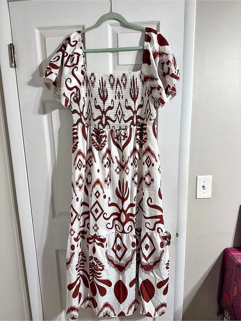 Brown & White Printed Maxi Dress Size 2XL NWT